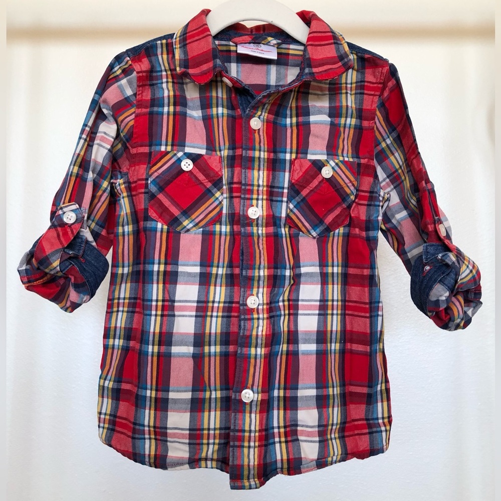 Hanna Andersson Red and Blue Plaid Button Up Shirt